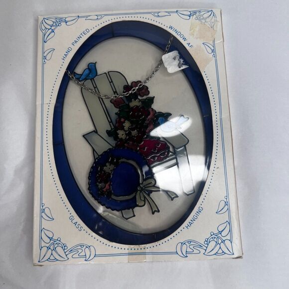 Handpainted Joan Baker Design Oval Suncatcher NEW Adirondack Chair Stained Glass - Picture 5 of 10